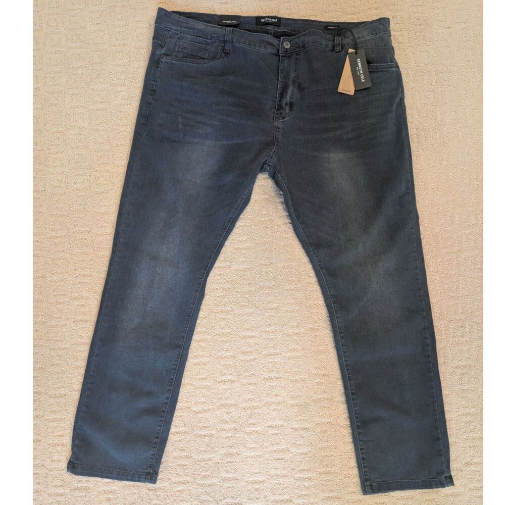 NWT Kenneth Cole New York Jeans Mens 44X32 Dark Blue Rinse Tapered Fit